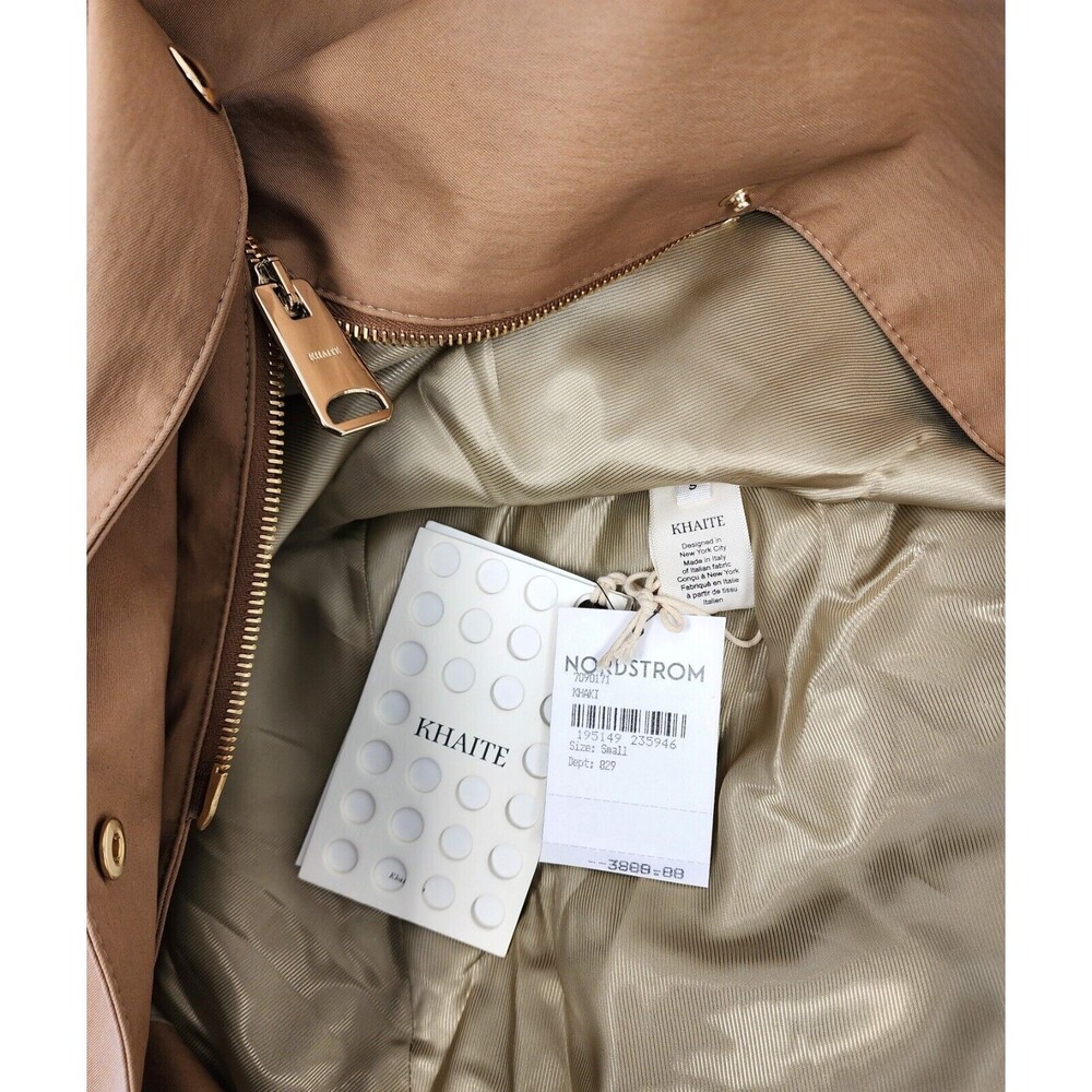 $3800 Khaite Roygen Women's Hooded Cotton Blend Cape Coat Jacket in Khaki Size S - Picture 5 of 6
